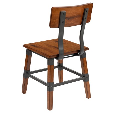 Flash Furniture Rustic Antique Walnut Industrial Wood Dining Chair, PK4 4-XU-DG-W0236-GG